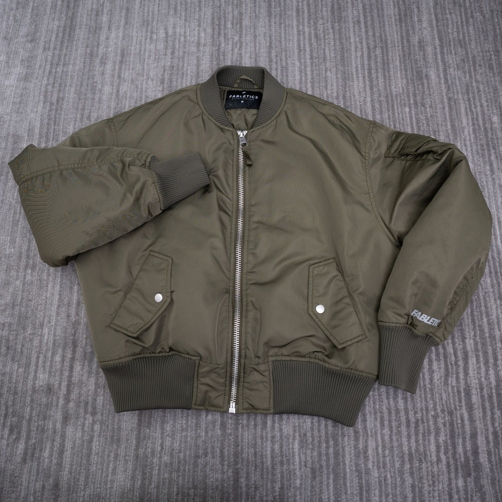 Fabletics Mens Olive Green Full Zip Bomber Jacket‎ Medium